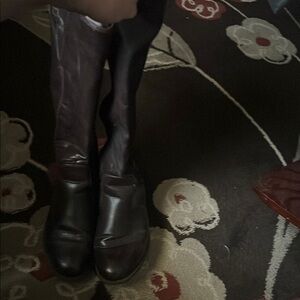 Dark Brown Faux Leather Knee-High Boots